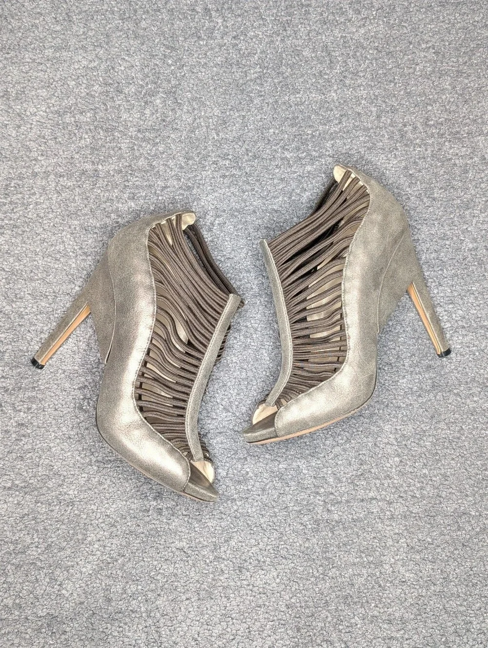 Nicholas Kirkwood Peep Toe Cage Pumps Bronze Women's 7.5